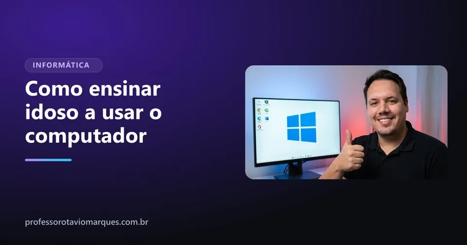 Capa do artigo Como ensinar idoso a usar o computador com paciência: 10 dicas