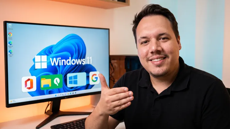Capa do curso Windows 11 para a melhor idade: curso 100% para iniciantes, com o professor Otávio Marques